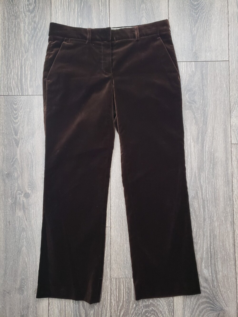 Theory Cropped Brown Velvet Straight-Leg Pants Trousers Womens Size 4